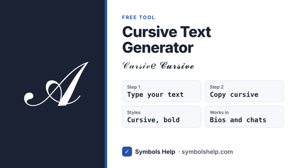 Cursive text generator: type text and copy it in cursive and bold cursive letters