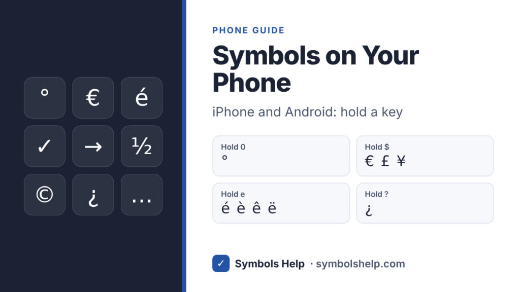 How to type symbols on iPhone and Android by holding keys for the degree sign, euro, accents and more